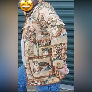 Cat Tapestry Blazer Size M NWOT oversized
